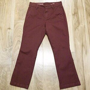 J.CREW Sammie cropped stretch chino pants Size 26 Womens Burgundy Kicky Straight
